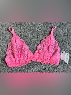 NWT We are Hot as Hell Pink Triangular Bralette L